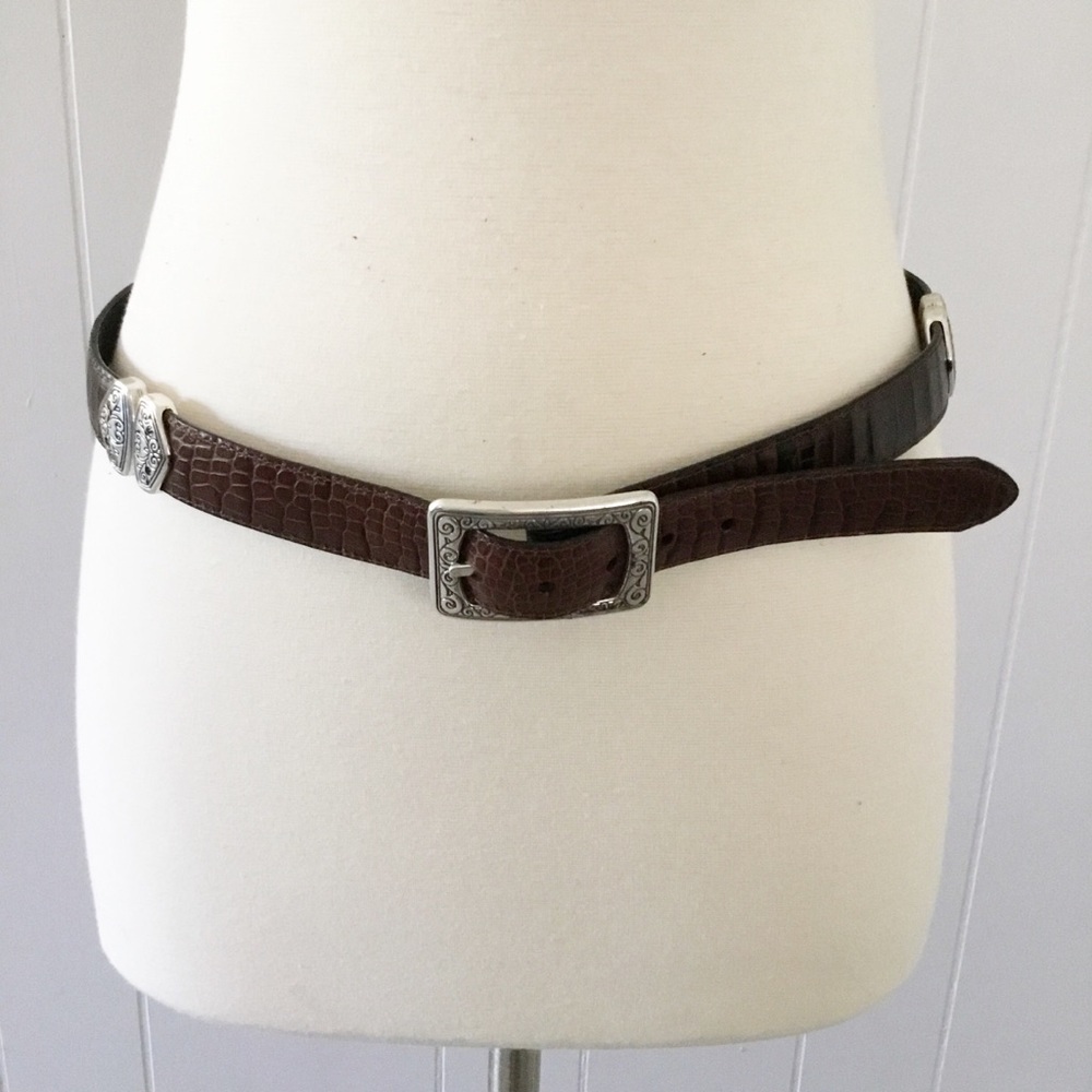 Brighton Black & Brown Croc Style Reversible Belt Leather Size M/L 32